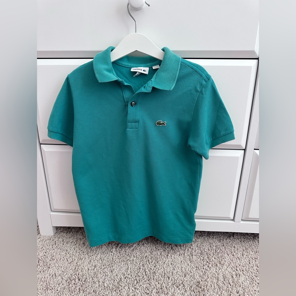 teal polo shirt